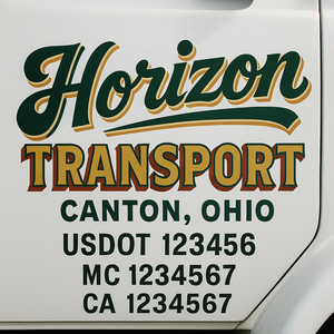 Truck Door Decal Sticker Lettering With USDOT, MC, CA, KYU, GVW & More | Custom Truck Door Decal Sticker Signs (Set of 2)