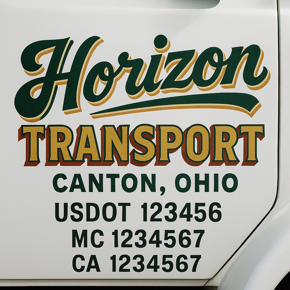 Truck Door Decal Sticker Lettering With USDOT, MC, CA, KYU, GVW & More | Custom Truck Door Decal Sticker Signs (Set of 2)