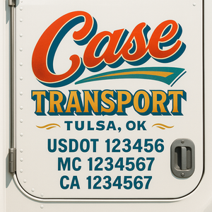 Truck Door Decal Sticker Lettering With USDOT, MC, CA, KYU, GVW & More | Custom Truck Door Decal Sticker Signs (Set of 2)