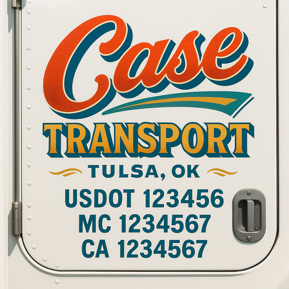 Truck Door Decal Sticker Lettering With USDOT, MC, CA, KYU, GVW & More | Custom Truck Door Decal Sticker Signs (Set of 2)