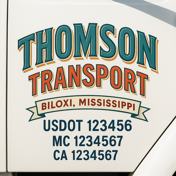 Truck Door Decal Sticker Lettering With USDOT, MC, CA, KYU, GVW & More | Custom Truck Door Decal Sticker Signs (Set of 2)