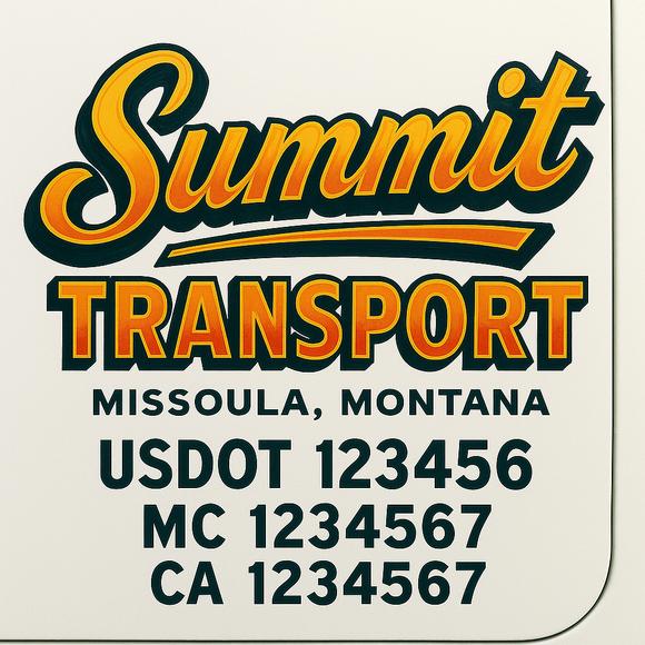 Truck Door Decal Sticker Lettering With USDOT, MC, CA, KYU, GVW & More | Custom Truck Door Decal Sticker Signs (Set of 2)