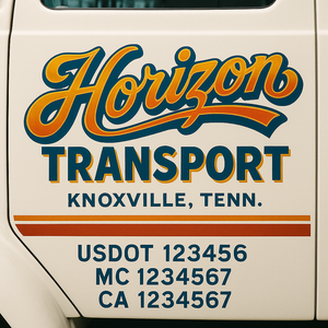 Truck Door Decal Sticker Lettering With USDOT, MC, CA, KYU, GVW & More | Custom Truck Door Decal Sticker Signs (Set of 2)