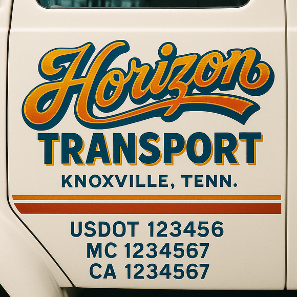 Truck Door Decal Sticker Lettering With USDOT, MC, CA, KYU, GVW & More | Custom Truck Door Decal Sticker Signs (Set of 2)