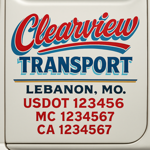 Truck Door Decal Sticker Lettering With USDOT, MC, CA, KYU, GVW & More | Custom Truck Door Decal Sticker Signs (Set of 2)