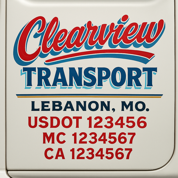 Truck Door Decal Sticker Lettering With USDOT, MC, CA, KYU, GVW & More | Custom Truck Door Decal Sticker Signs (Set of 2)