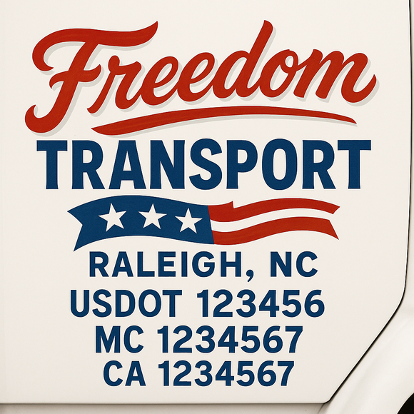 Truck Door Decal Sticker Lettering With USDOT, MC, CA, KYU, GVW & More | Custom Truck Door Decal Sticker Signs (Set of 2)