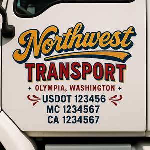 Truck Door Decal Sticker Lettering With USDOT, MC, CA, KYU, GVW & More | Custom Truck Door Decal Sticker Signs (Set of 2)