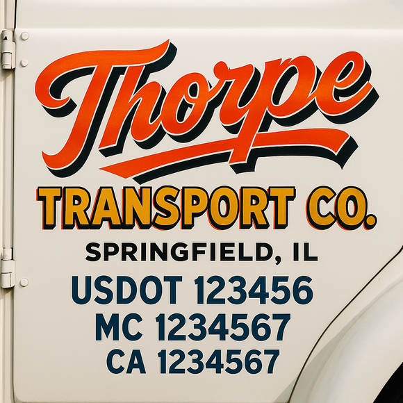 Truck Door Decal Sticker Lettering With USDOT, MC, CA, KYU, GVW & More | Custom Truck Door Decal Sticker Signs (Set of 2)