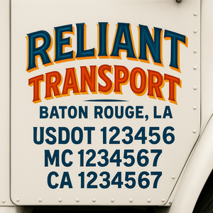 Truck Door Decal Sticker Lettering With USDOT, MC, CA, KYU, GVW & More | Custom Truck Door Decal Sticker Signs (Set of 2)