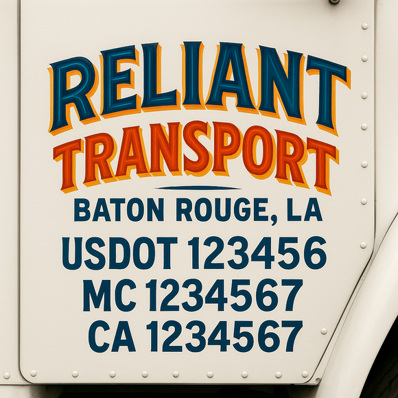 Truck Door Decal Sticker Lettering With USDOT, MC, CA, KYU, GVW & More | Custom Truck Door Decal Sticker Signs (Set of 2)