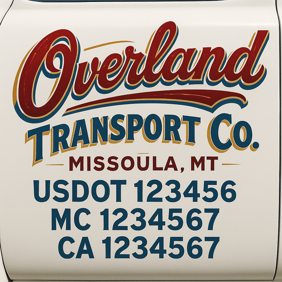 Truck Door Decal Sticker Lettering With USDOT, MC, CA, KYU, GVW & More | Custom Truck Door Decal Sticker Signs (Set of 2)