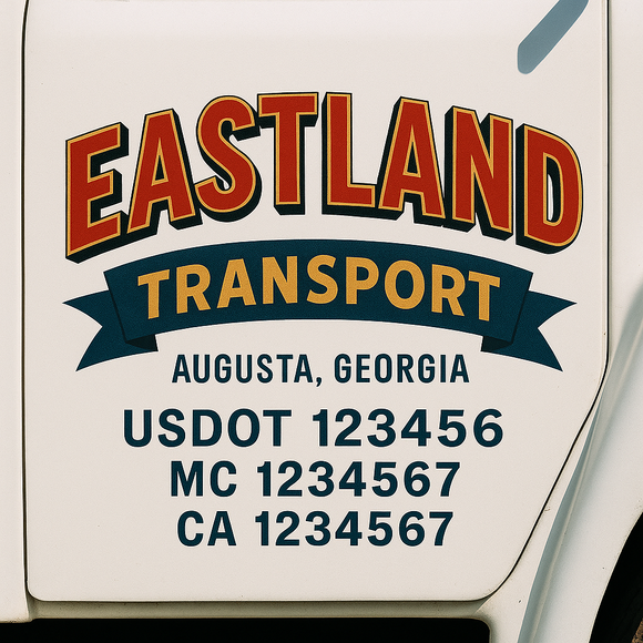 Truck Door Decal Sticker Lettering With USDOT, MC, CA, KYU, GVW & More | Custom Truck Door Decal Sticker Signs (Set of 2)