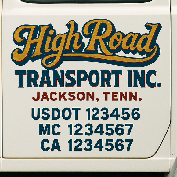 Truck Door Decal Sticker Lettering With USDOT, MC, CA, KYU, GVW & More | Custom Truck Door Decal Sticker Signs (Set of 2)