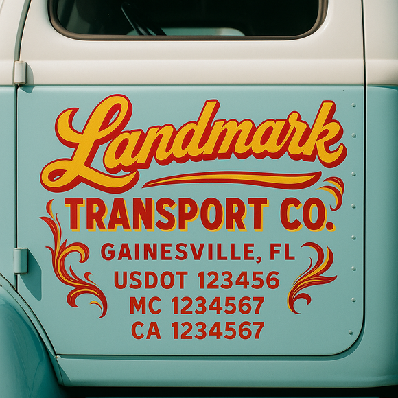 Truck Door Decal Sticker Lettering With USDOT, MC, CA, KYU, GVW & More | Custom Truck Door Decal Sticker Signs (Set of 2)