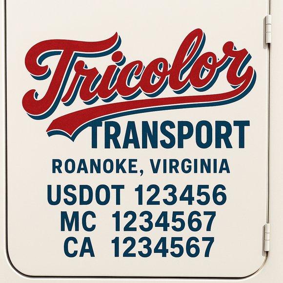 Truck Door Decal Sticker Lettering With USDOT, MC, CA, KYU, GVW & More | Custom Truck Door Decal Sticker Signs (Set of 2)
