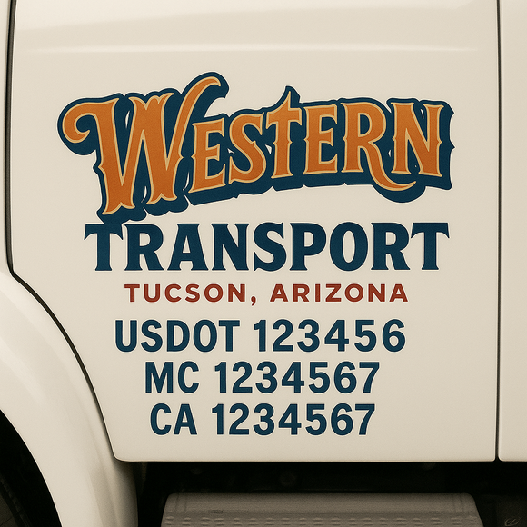 Truck Door Decal Sticker Lettering With USDOT, MC, CA, KYU, GVW & More | Custom Truck Door Decal Sticker Signs (Set of 2)