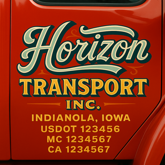 Truck Door Decal Sticker Lettering With USDOT, MC, CA, KYU, GVW & More | Custom Truck Door Decal Sticker Signs (Set of 2)
