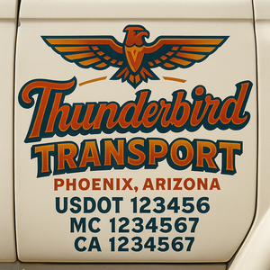 Truck Door Decal Sticker Lettering With USDOT, MC, CA, KYU, GVW & More | Custom Truck Door Decal Sticker Signs (Set of 2)