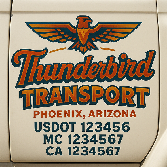 Truck Door Decal Sticker Lettering With USDOT, MC, CA, KYU, GVW & More | Custom Truck Door Decal Sticker Signs (Set of 2)