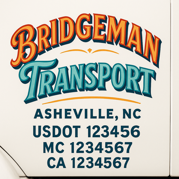 Truck Door Decal Sticker Lettering With USDOT, MC, CA, KYU, GVW & More | Custom Truck Door Decal Sticker Signs (Set of 2)