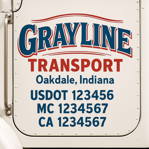 Truck Door Decal Sticker Lettering With USDOT, MC, CA, KYU, GVW & More | Custom Truck Door Decal Sticker Signs (Set of 2)
