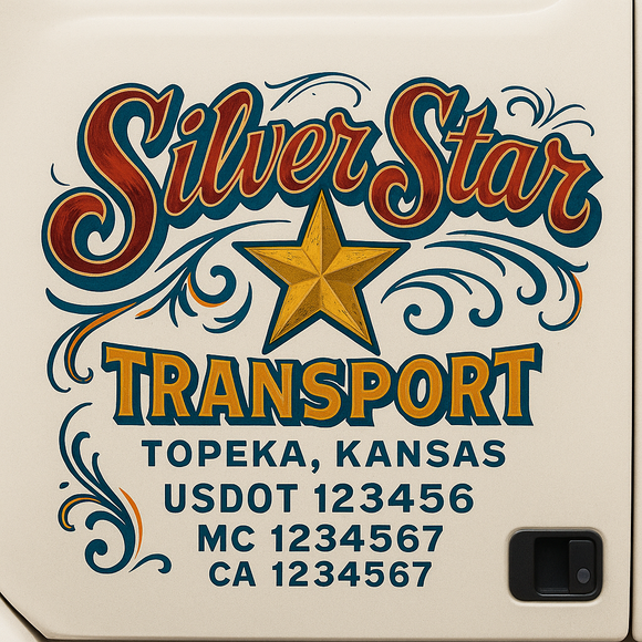 Truck Door Decal Sticker Lettering With USDOT, MC, CA, KYU, GVW & More | Custom Truck Door Decal Sticker Signs (Set of 2)