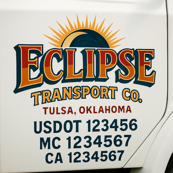 Truck Door Decal Sticker Lettering With USDOT, MC, CA, KYU, GVW & More | Custom Truck Door Decal Sticker Signs (Set of 2)