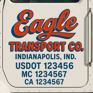 Truck Door Decal Sticker Lettering With USDOT, MC, CA, KYU, GVW & More | Custom Truck Door Decal Sticker Signs (Set of 2)