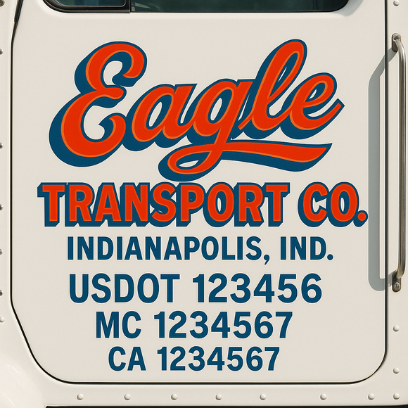 Truck Door Decal Sticker Lettering With USDOT, MC, CA, KYU, GVW & More | Custom Truck Door Decal Sticker Signs (Set of 2)