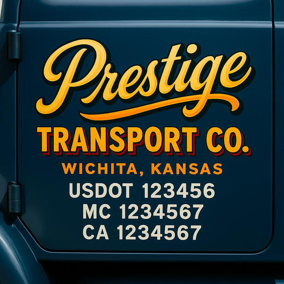 Truck Door Decal Sticker Lettering With USDOT, MC, CA, KYU, GVW & More | Custom Truck Door Decal Sticker Signs (Set of 2)