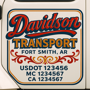Truck Door Decal Sticker Lettering With USDOT, MC, CA, KYU, GVW & More | Custom Truck Door Decal Sticker Signs (Set of 2)