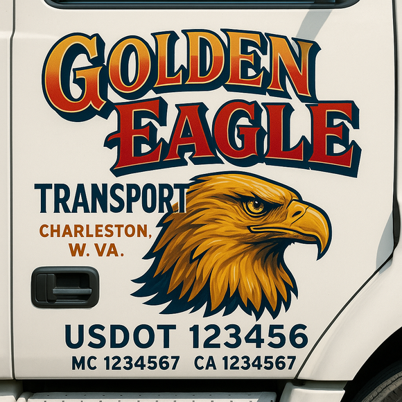 Truck Door Decal Sticker Lettering With USDOT, MC, CA, KYU, GVW & More | Custom Truck Door Decal Sticker Signs (Set of 2)