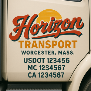Truck Door Decal Sticker Lettering With USDOT, MC, CA, KYU, GVW & More | Custom Truck Door Decal Sticker Signs (Set of 2)