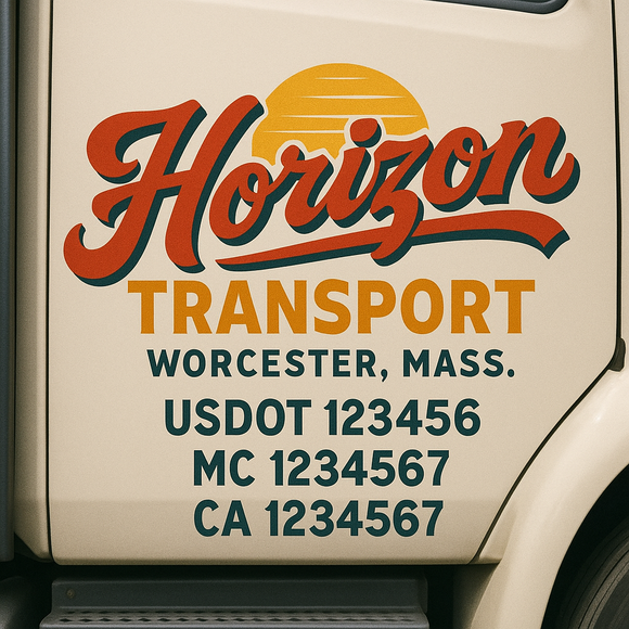 Truck Door Decal Sticker Lettering With USDOT, MC, CA, KYU, GVW & More | Custom Truck Door Decal Sticker Signs (Set of 2)