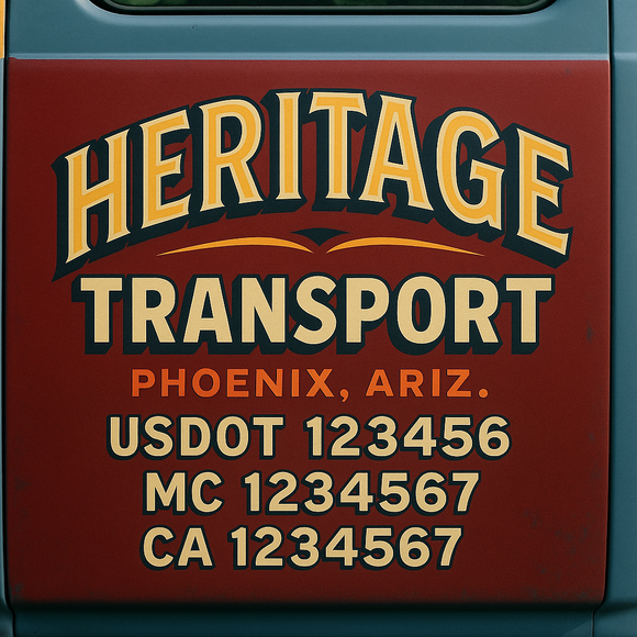 Truck Door Decal Sticker Lettering With USDOT, MC, CA, KYU, GVW & More | Custom Truck Door Decal Sticker Signs (Set of 2)