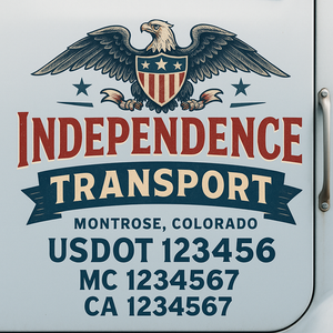 Truck Door Decal Sticker Lettering With USDOT, MC, CA, KYU, GVW & More | Custom Truck Door Decal Sticker Signs (Set of 2)