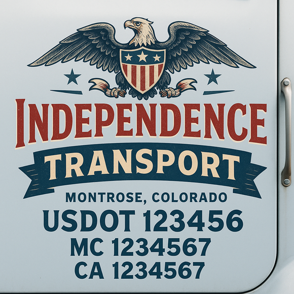 Truck Door Decal Sticker Lettering With USDOT, MC, CA, KYU, GVW & More | Custom Truck Door Decal Sticker Signs (Set of 2)