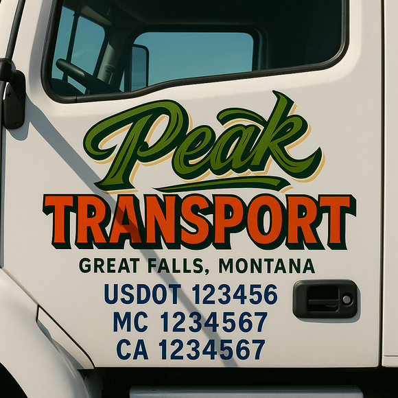 Truck Door Decal Sticker Lettering With USDOT, MC, CA, KYU, GVW & More | Custom Truck Door Decal Sticker Signs (Set of 2)