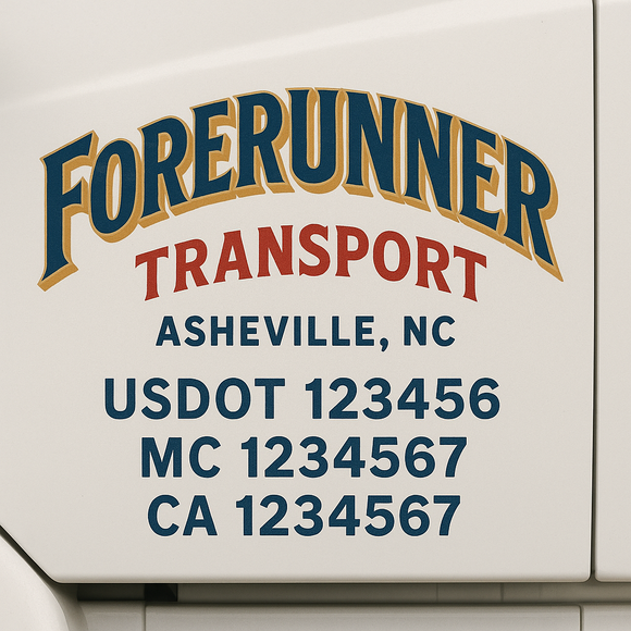 Truck Door Decal Sticker Lettering With USDOT, MC, CA, KYU, GVW & More | Custom Truck Door Decal Sticker Signs (Set of 2)