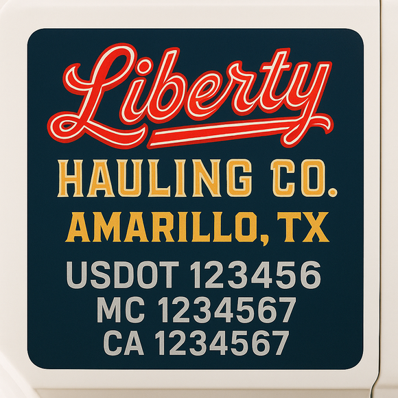 Truck Door Decal Sticker Lettering With USDOT, MC, CA, KYU, GVW & More | Custom Truck Door Decal Sticker Signs (Set of 2)