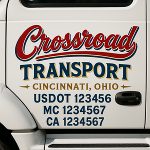 Truck Door Decal Sticker Lettering With USDOT, MC, CA, KYU, GVW & More | Custom Truck Door Decal Sticker Signs (Set of 2)