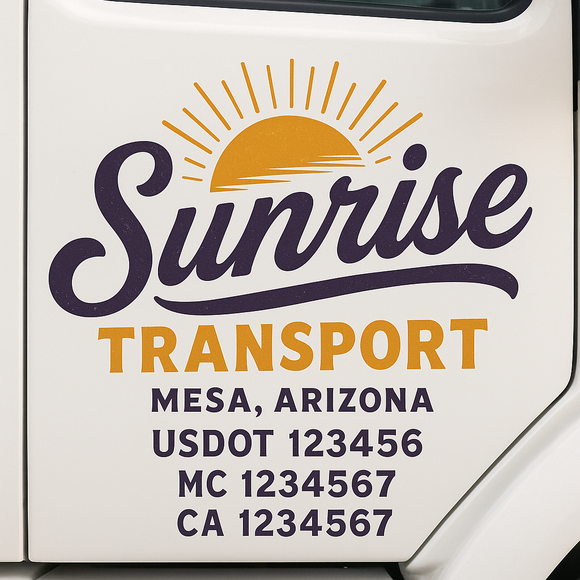 Truck Door Decal Sticker Lettering With USDOT, MC, CA, KYU, GVW & More | Custom Truck Door Decal Sticker Signs (Set of 2)