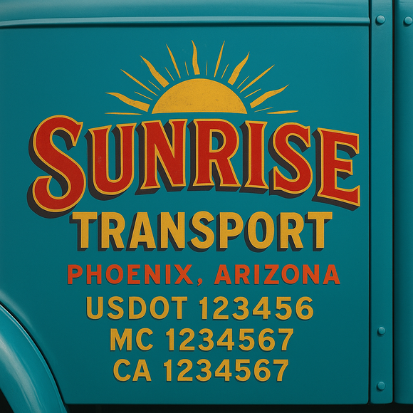Truck Door Decal Sticker Lettering With USDOT, MC, CA, KYU, GVW & More | Custom Truck Door Decal Sticker Signs (Set of 2)