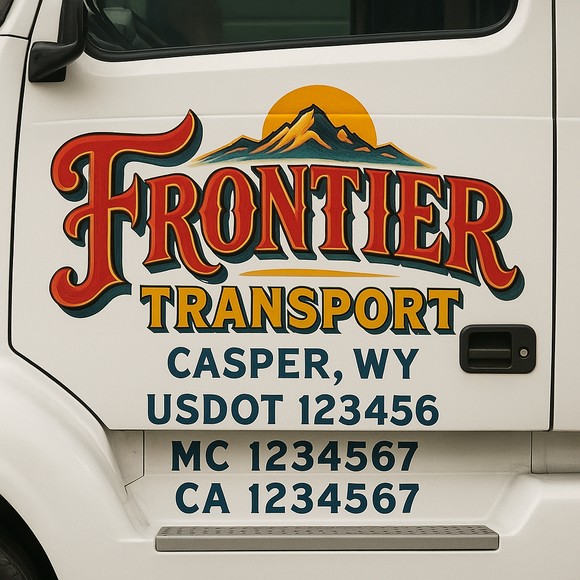 Truck Door Decal Sticker Lettering With USDOT, MC, CA, KYU, GVW & More | Custom Truck Door Decal Sticker Signs (Set of 2)