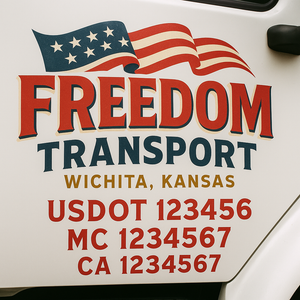 Truck Door Decal Sticker Lettering With USDOT, MC, CA, KYU, GVW & More | Custom Truck Door Decal Sticker Signs (Set of 2)