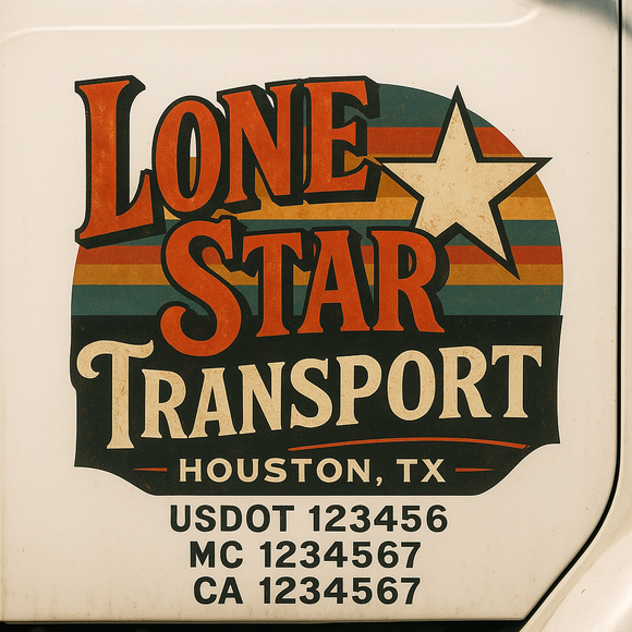 Truck Door Decal Sticker Lettering With USDOT, MC, CA, KYU, GVW & More | Custom Truck Door Decal Sticker Signs (Set of 2)