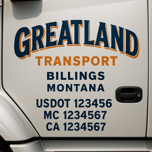 Truck Door Decal Sticker Lettering With USDOT, MC, CA, KYU, GVW & More | Custom Truck Door Decal Sticker Signs (Set of 2)