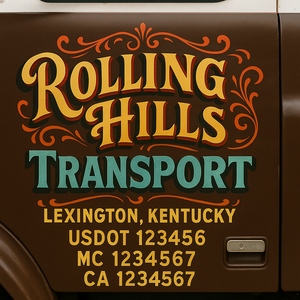 Truck Door Decal Sticker Lettering With USDOT, MC, CA, KYU, GVW & More | Custom Truck Door Decal Sticker Signs (Set of 2)