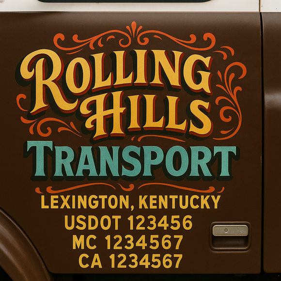Truck Door Decal Sticker Lettering With USDOT, MC, CA, KYU, GVW & More | Custom Truck Door Decal Sticker Signs (Set of 2)